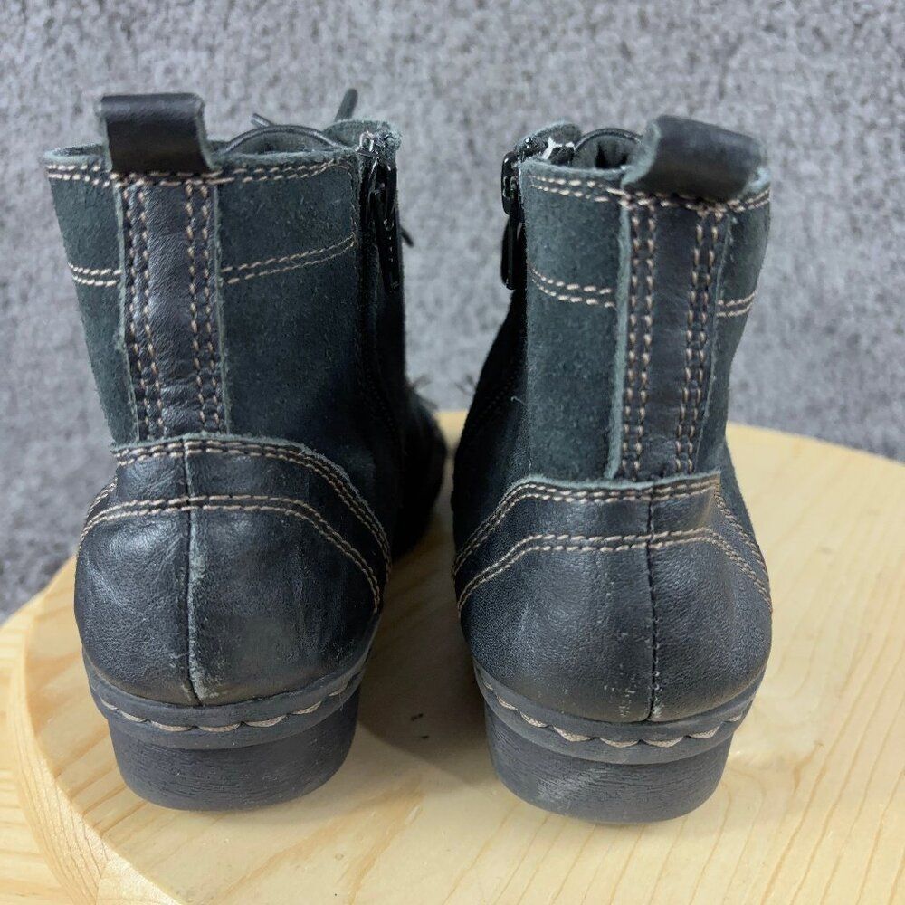 Clarks Whistle Watch Ankle Boots Womens Size 7.5 Black Cap Toe Lace Up Booties - Picture 5 of 9